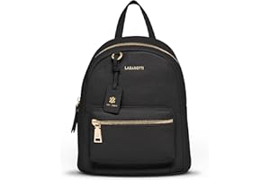 Lazarotti Bologna Women's City Backpack Made of Real Leather, Bag with Infinitely Adjustable Shoulder Strap, Backpack 22 cm