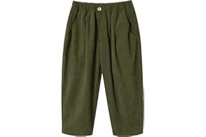 Volunboy Ragazzi Pantaloni Larghi in Velluto a Coste con Vita Elasticizzata e 3 Tasche per Bambini di 2-7 Anni