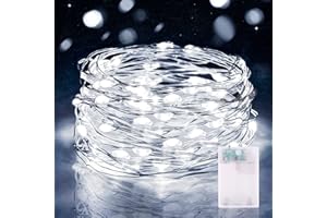 ‎VACOULERY 5M 50 LED Lichterketten Batterie Timer, Micro Drahtlichterkette IP65 Wasserdichte Kupferdraht Lichterkette für Zimmer Party Garten Weihnachten Halloween Hochzeit Deko DIY (1 Stück, Kaltweiß)