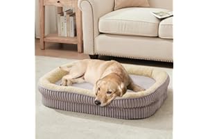DEBANG HOME Lit orthopédique pour chiens de taille moyenne et grande, canapé pour chien en mousse haute densité avec coussin sur les quatre côtés, lit pour animaux, housse amovible et lavable, fond antidérapant