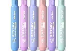 Nicpro 6 Pack Rotary Retractable Erasers Pen Style, Aesthetic Pastel Twist Erasers in Macaron Colors, Clean Erasing TPE Eraser for School Supplies, Office, Drawing & Journaling
