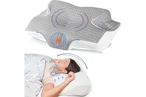 ‎ELVIROS Elviros Orthopädisches Kissen aus Memory Foam, Nackenstützkissen, Seitenschläferkissen, Kopfkissen Nackenschmerzen, Schlafkissen für Bauchschläfer/Seitenschläfer/Rückenschläfer, Grau & Weich