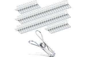 NENULL Pince a Linge INOX 70 pièces Antirouille Pinces à Linge Metal Multi-usages Epingle a Linge pour Les Serviettes, Vêtements, Chaussettes, Cordes à Linge, Documents en Papier, Cuisine, Bureau