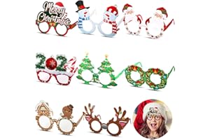 SUMIND 32 Pieces Christmas Paper Eyeglasses Quarantine Family Xmas 2024 Glasses Frame Costume Decoration for Christmas Party Season Theme Holiday Party Supplies Photo Booth Props Accessories
