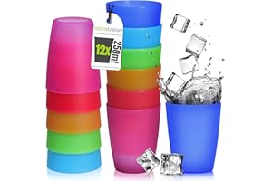 idea-station Neo Bicchieri Plastica rigida lavabili 12 x 250 ml - colorati - Bicchiere plastica dura - riutilizzabile Set Bicchieri Acqua - ideale per compleanno e campeggio
