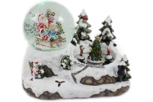 ELLUG Snow Globe / Music Box 100 mm, Dancing Children, Light, Snow Drive, 15 cm