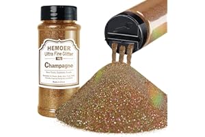 ‎HEMOER HEMOER Champagner Glitzer, 140g Bastel Glitzerpulver für Epoxidharz, DIY Basteln, Feine Handwerk Glitter für Tumbler Malerei Kerze Herstellung; Kosmetischer Glitzer, Haare, Körper Nagel Glitzer