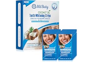 MitButy Zahnaufhellung Teeth Whitening Strips - 21 Tage (42 Streifen), Bleaching Zähne mit Natürliche Kokosformel - Bleaching Stripes für Weiße Zähne, Zähne Aufhellen mit Zahnschmelzschutz