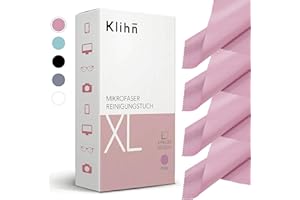 Klihn® - Paños de Microfibra XL (Paquete de 4 / 25cm x 25cm). Limpia Gafas de Calidad Professional, también para Limpiar Pantallas y Lentes (Gamuzas Grandes de Microfibra Fina, Lavables)