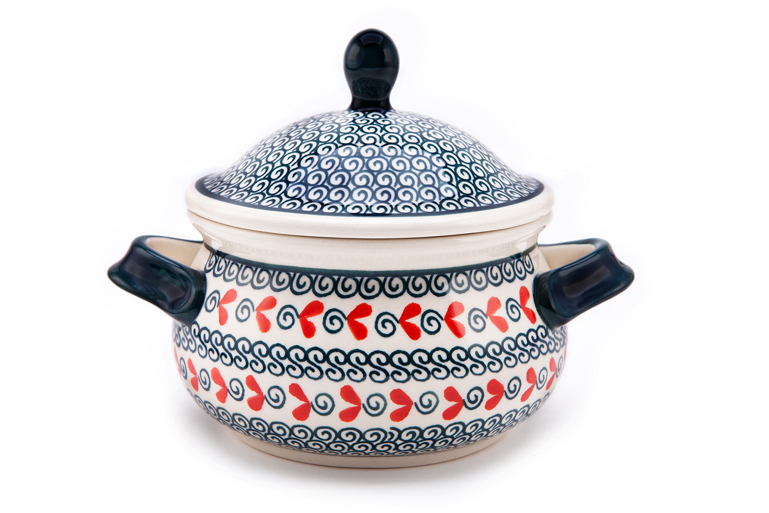 Hand-Decorated Polish Pottery Marmelade Pot/Soup Mug/Wax/Honey Pot 0.75 Litre Design 1138