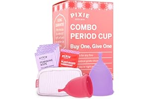 Pixie Cup 2 Soft Menstrual Cups - Ranked 1 for Most Comfortable Reusable Period Cup - Buy One We Give One - Includes Ebook Guide, Wipes, Lube, & Storage Bag - Tampon and Pad Alternative