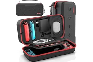 OIVO Etui na Nintendo Switch & Switch OLED, etui NS z 20 gniazdami na kartę, etui ochronne i twarda obudowa do konsoli i akcesoriów Nintendo Switch, czerwone