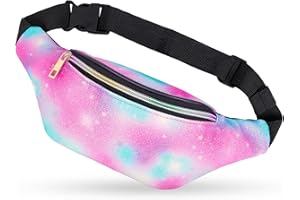 Basumee Sac Banane à Paillettes pour Enfant 12 x 32 cm - en Cuir synthétique - pour Le Cyclisme, la Course, Le Camping, Le Sport, Bleu