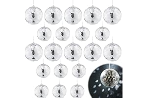 Hoxfly 20PCS Silver Mirror Disco Balls, 2 Sizes (5cm/2 inch & 4cm/1.5 inch), Christmas Tree Ornaments, Hanging Disco Balls for Party Decoration