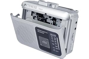 Retekess TR606 Kassettenrecorder,Tape Recorder,FM AM Radio,Tragbarer Kassettenspieler,2 Stromversorgungsmethoden,Schneller Vor- und Rücklauf,Alte Kassetten abspielen(Silber)