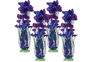 Brynnl Aquarium Decorations Plants, 4 Pcs Artificial Fish Tank Plants 15.75inch Large Plastic Aquatic Green Plant Fake Water Grass for Fish Tank Aquarium Decor Safe for All Fish & Pets (purple)