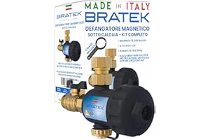 Bratek Defangatore Caldaia - Filtro Caldaia Defangatore Magnetico 10000 Gauss - Kit Salva Caldaia a Condensazione, Trattiene Ruggine, Ferro e Sabbia Fino a 800 µ - Attacchi Ottone 3/4", 4-90 °C, 6 Bar