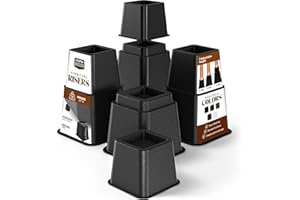 Utopia Bedding 8 Piece Premium Adjustable Furniture Risers (4 High and 4 Short) - Heavy Duty Riser with Strong Space Saving for Beds, Tables, Chairs or Sofas (3, 5 or 8 Inch) (Black)