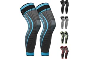 Ruilaibao Full Leg Compression Sleeves 2 Pack anti Sliping Ventilation Long Knee Support with Wraps for Men and Women Long Knee Compression Sleeve for ACJ, Meniscus Tear, Arthritis (Blue, X-Large)