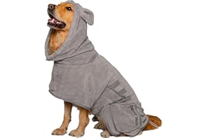 SOGGYDOGGY® UK: Luxury Dog Drying Coat, Super Absorbent Microfibre Dog Drying Robe With Hood, Fast Dry In Minutes, Thick & Soft Robe - Bath, Groom & Travel, Covers Ears, All-Season Dressing Gown (XL)