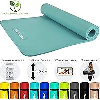 MSPORTS Gymnastikmatte Premium inkl. Tragegurt + Übungsposter + Workout App I Hautfreundliche Fitnessmatte 190 x 60, 80 oder 100 x 1,5 cm - versch. Farben Phthalatfreie Yogamatte