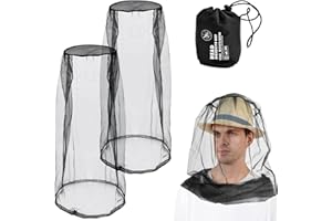 CHONGQILAO 2 Stück Moskitonetz Kopf, Schwarz Mückennetz Kopf, Moskito Kopfnetz mit Tragetasche, Mückenschutz Gesicht, Kopfnetz Moskito für Outdoor Camping Imkerei Angeln Klettern, Schutz vor Mücke Fliegen