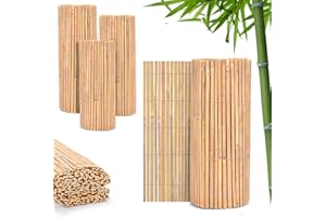 FB FUNKYBUYS FunkyBuys Bamboo Fence Screening | Natural Slat Fence Panels Garden Screening for Outdoor Wind & Sun Protection for Privacy Shield (H: 1M x L: 4M)