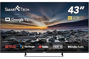 Smart Tech TV 4K UHD 43" (108 cm) 43UG10V3, Smart TV Google TV, HDMI, USB, HEVC, Dolby Audio, HDR 10, CHROMESCAST, Google Assistant (43") [Classe énergétique F]