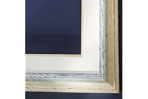 Artecentro cornice per quadri tele - shabby chic bianco-colore in legno varie misure offerta (bianco/blu, 30x40 + passepartout)