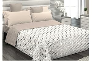 il dolce stile della tua casa traputino copriletto estivo matrimoniale/singolo/piazza e mezza stampa geometrica 100 grammi (piazza e mezza, pois tortora)