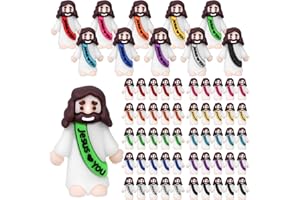 WWmily 50 Stück Mini-Jesus-Figuren, Jesus liebt dich, religiöse, kleine Miniatur-Gummi-Figuren, Puppe, Kirche, Gastgeschenke zum Verstecken für Osterei, Sonntag, Schule, Taufe, Aktivitäten