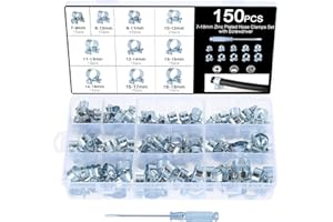 Faankiton 150 Pezzi Mini Fascette per Tubi di Iniezione di Carburante Zincate, 7-18mm Mini Iniezione Carburante Clip Tubo Zincato, Fascette per Tubi Regolabili con 1 Pezzo Cacciavite a Taglio