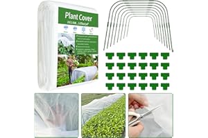 XMPEKO 3x10M Plant Covers Freeze Protection Kit, With 8PCS Garden Greenhouse Hoops & 24 Clips,1.05 Oz/yd² Winter Frost Blankets Cloth for Outdoor Raised Bed,Reusable Floating Row Cover for Vegetables