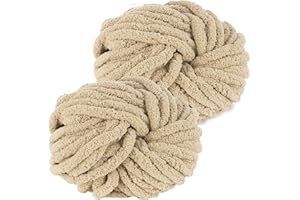 YushengTai Lana Gruesa para Tejer a Mano, 2 Piezas 500g Caqui Claro Lana Gruesa Suave y Cómodo, Chunky Yarn Cojines, Mantas, Bufandas, Gorros de Punto