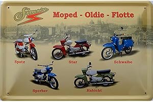 VIELESGUENSTIG-2013 Schild Blechschild 20x30cm Moped Oldie Flotte Simson Schwalbe Sperber Spatz Star Habicht
