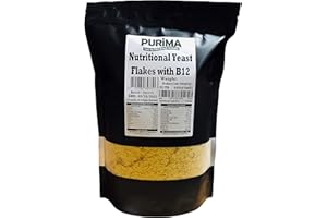 Nutritional Yeast Flakes 1kg - with B12 Vitamins Vegan Cheese Powder Alternative Dairy Free Flavouring - Cheesy Nutty Seasoning Savoury Flavour Condiment Dry Inactive Bulk Nooch Non GMO - PURIMA