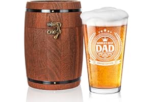 LIGHTEN LIFE Dad Beer Glass Gifts in Barrel Box,Premium Birthday Gifts for Dad,Non-Lead Daddy Beer Glass,Ideal Father Present from Kids,450ml
