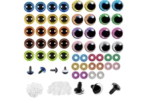 SJUNJIE Occhi per Amigurumi 15 mm e 18 mm Occhi per Pupazzi 36 Pezzi Occhi a Bottone in Plastica con Rondella Coloré Occhi Glitterati per Peluche Orsacchiotto DIY Bambole
