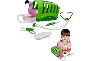 MY LITTLE VET BASKET My Little Vet Maletín Veterinario - Set Bebé Flamenco de Deluxebase. Kit Veterinario de Juguete para niños. Un Lindo Kit con diseño de Animales Ideal para Juegos de simulación