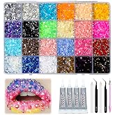 24 Colors Bedazzling Kit With Glue Badazzling Kit Rhinestones | Diamonds for Crafts, with 4 Glue Tubes, 2 Tweezers, 2 Crayons