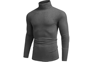 COOFANDY Pull à Col Roulé pour Homme T-Shirt à Manches Longues Chaud Casual Tricot Pulls Hiver Slim Fit
