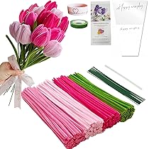 Kit Pulitori Per Pipe Fiori - 300 Rosa E 90 Verde Per Bouquet Fai Da Te