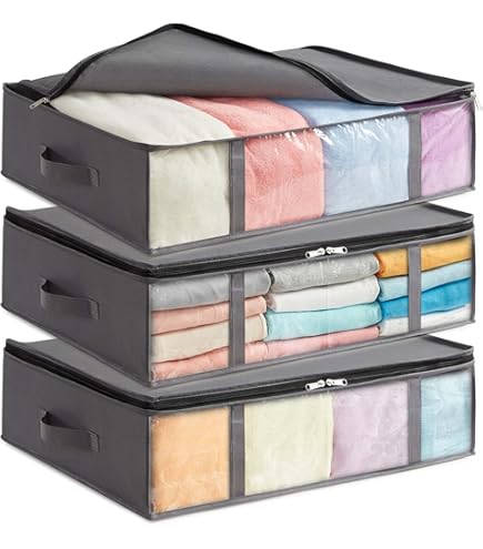 Rangement Maison Bacs De Rangement Sous Le Lit, Lot De 3,Sacs De Rangement De Grande Rangement Vetement