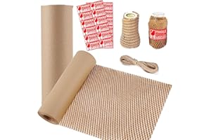 Atoke Honeycomb Packing Paper,30cmx20m Recyclable Cushion Packing Paper for Moving Paper Bubble Cushioning Wrap Moving Supplies Fragile 20 Sticker Labels