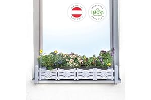 ‎GREEN CREATIONS Green Creations Blumenkastenhalterung masu Basis-Set passt auf Jede Fensterbank von 78 cm bis 140 cm ohne Bohren, ohne Beschädigung der Fassade (Basisset: Waves, Signalgrau)