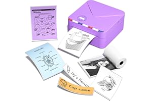 Phomemo M02S Mini Imprimante Portable,300dpi Imprimante Photo Thermique,Imprimante de Poche Bluetooth sans Fil,Mini Printer Compatible avec Papier 15,25,53mm-Violet