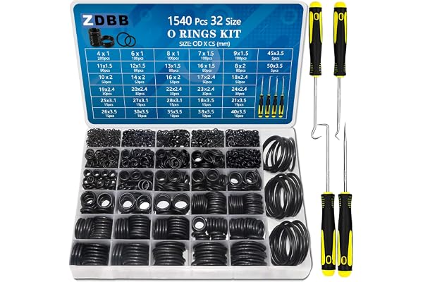ZDBB 32 Taille 1540 PCS O Anneaux Kit d'assortiment Métrique Nitrile Rubber Oring Ensemble avec 4 Pick pour l'automobile Pression de robinet Rondelle de plomberie ou réparation de gaz OD 4 mm-50 mm