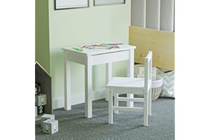 Junior Vida Aries Desk & Chair 2 Piece Set Children Kids Solid Pine Wood Study Work (White)