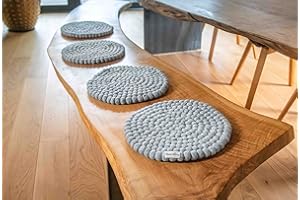 ‎NATURLING naturling Filzkugel Stuhlkissen - Sitzkissen rund 34cm 100% Schurwolle (Grau)