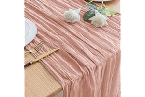Asee'm Tischläufer Käsetuch 300 x 90cm Staubiges Rosa Boho Transparente Läufer Tisch Hochzeit Gaze Stoff Rustikale Käse Tuch für Braut Dusche Party